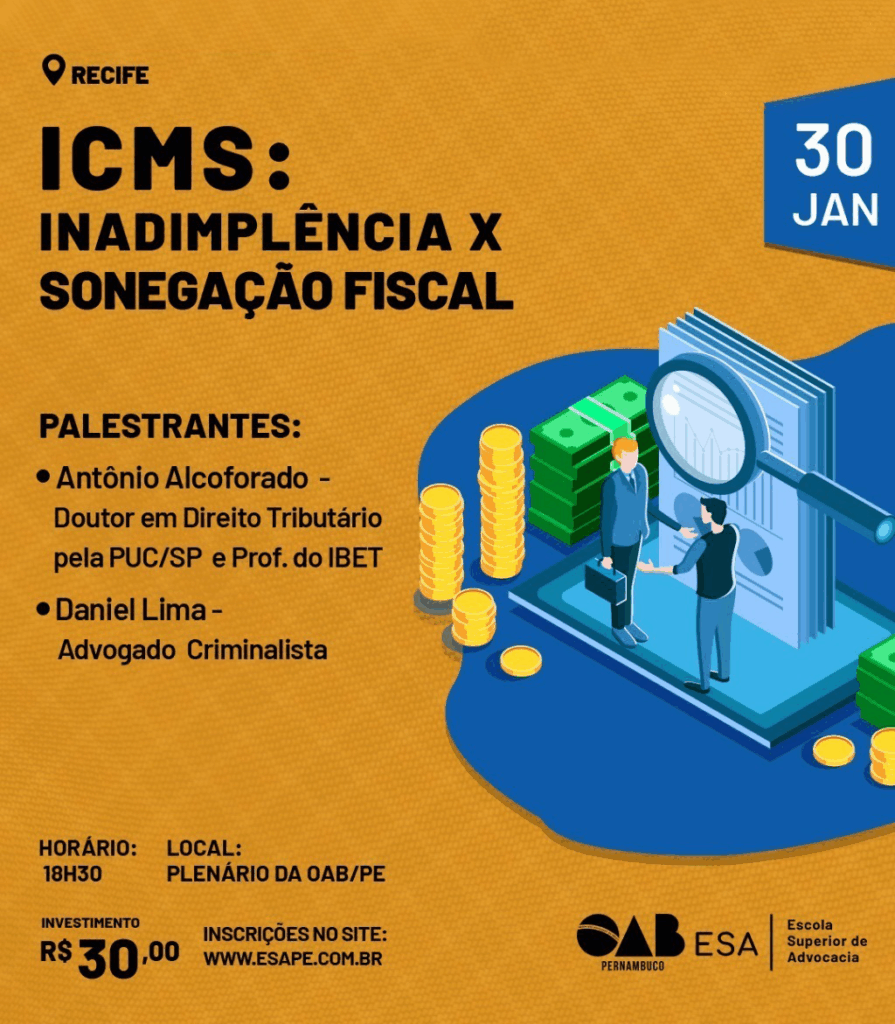 Escola de Advocacia da OAB-PE com inscrições abertas curso sobre inadimplência e sonegação fiscal na cobrança do ICMS 2 WhatsApp Image 2020 01 30 at 12 1